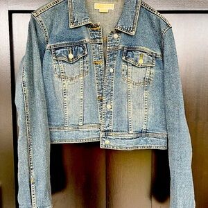 Michael Kors cropped denim jacket with decorative crystalled buttons size Large